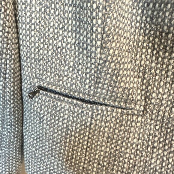 Talbots Cropped Tweed Julienne Metallic Wool Moto Jacket Grey Silver size 8 - Picture 6 of 11